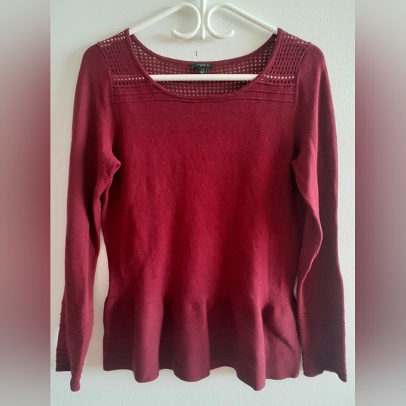 Ann Taylor burgundy peplum sweater - Picture 11 of 16